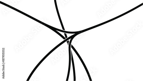 Abstract black lines forming a dynamic, interwoven pattern on a white background.