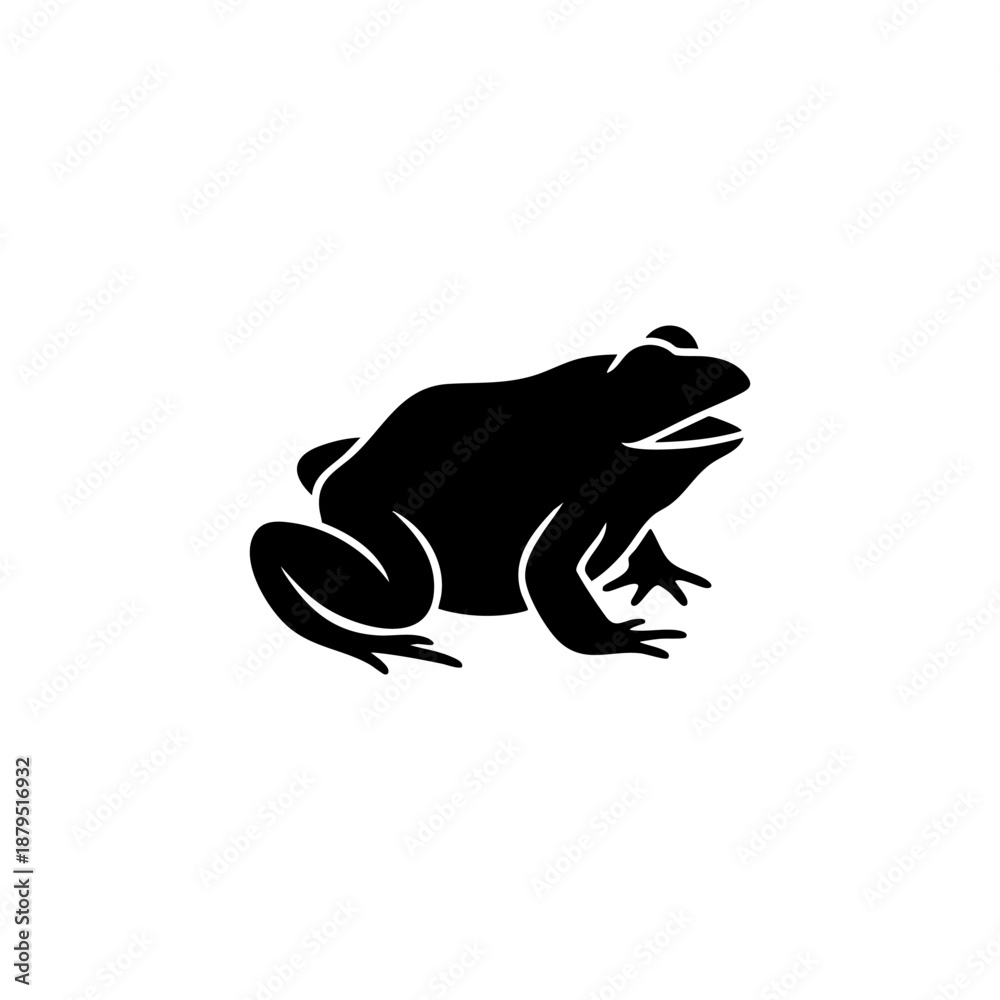 Fototapeta premium Minimal Black Frog Silhouette Illustration for Logos, Icons, and Educational Graphics