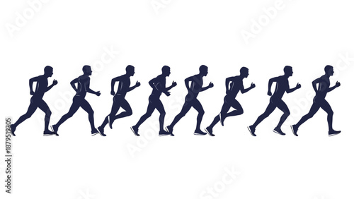 Silhouette Sequence of a Runner in Motion, Representing Speed and Athleticism