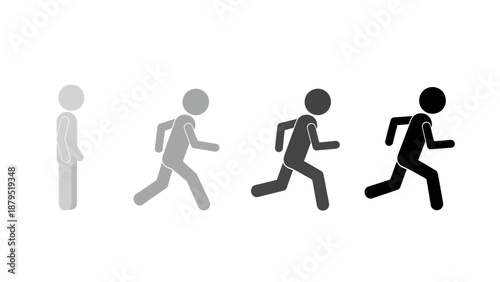 Progression of a Stick Figure Running from Standing Still to Full Speed Movement