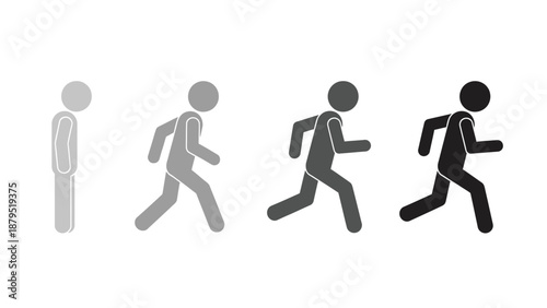 Progression of a Stick Figure Running From Standing Still to Full Sprint