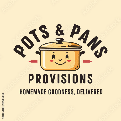 Cartoon Pot with Happy Smiling Face.