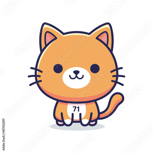 Cute cartoon cat with number 71 on chest
