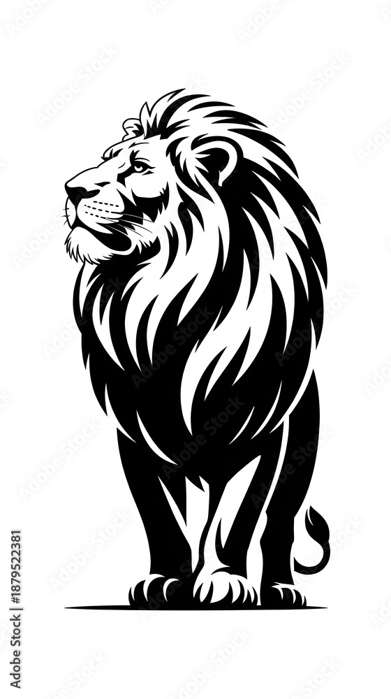 Obraz premium Majestic Lion Silhouette Standing Proud with Flowing Mane