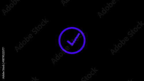 Bilde på lerret Purple checkmark inside a circle on a Generate title without using the word Title: before it
