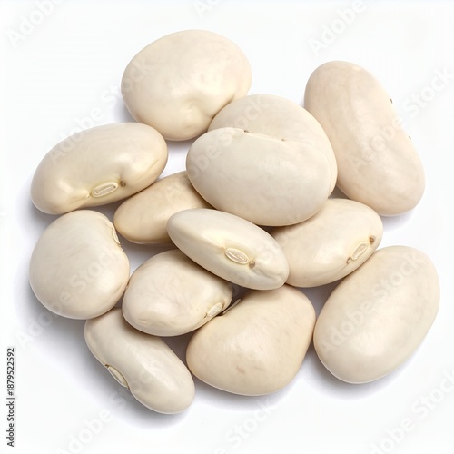Pile of nutritious and creamy lima beans isolated on clean white background