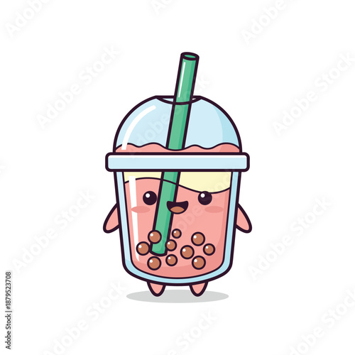 Kawaii Bubble Tea Character Illustration