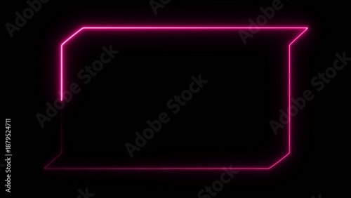 Rectangular neon frame with bright magenta corners and edges on a dark Generate title without using the word 