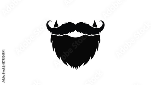 Black Silhouette of Masculine Beard and Moustache Isolated on White