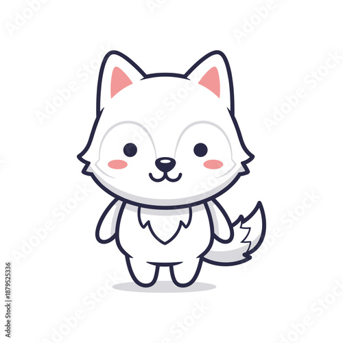 Adorable Cartoon White Fox Character Illustration