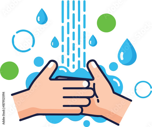 Washing hands with soap and water for cleanliness