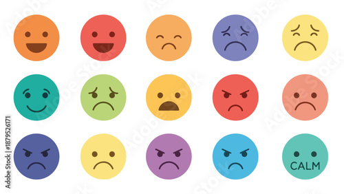 Various colorful emoticon faces showing different emotions and feelings