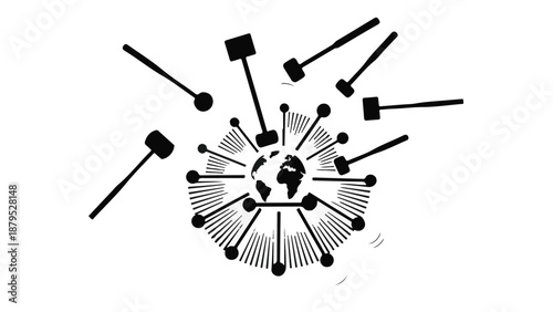 Global network connections radiating outwards from planet Earth, symbolizing communication and spread.