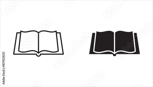 Vector illustration of a set of book icons on a white background. Isolated on a transparent background. Collection of literary book icons. Textbook icons.