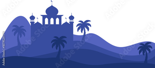 Islamic Mosque Desert Silhouette