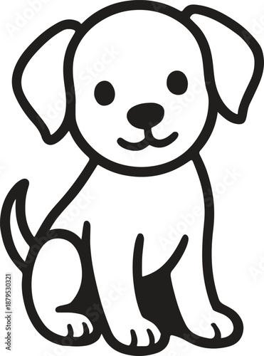 Cute sitting dog with floppy ears and a happy face