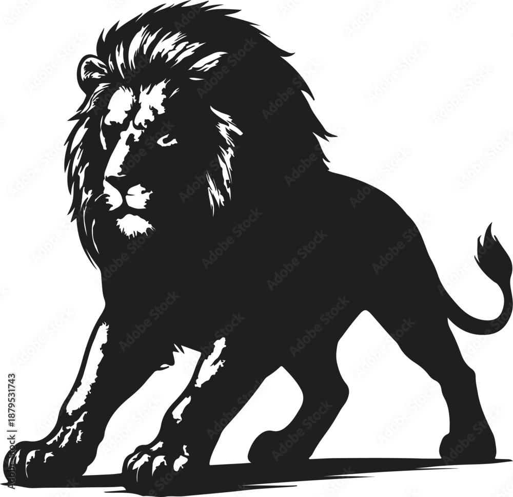 Obraz premium a black and white illustration of a lion