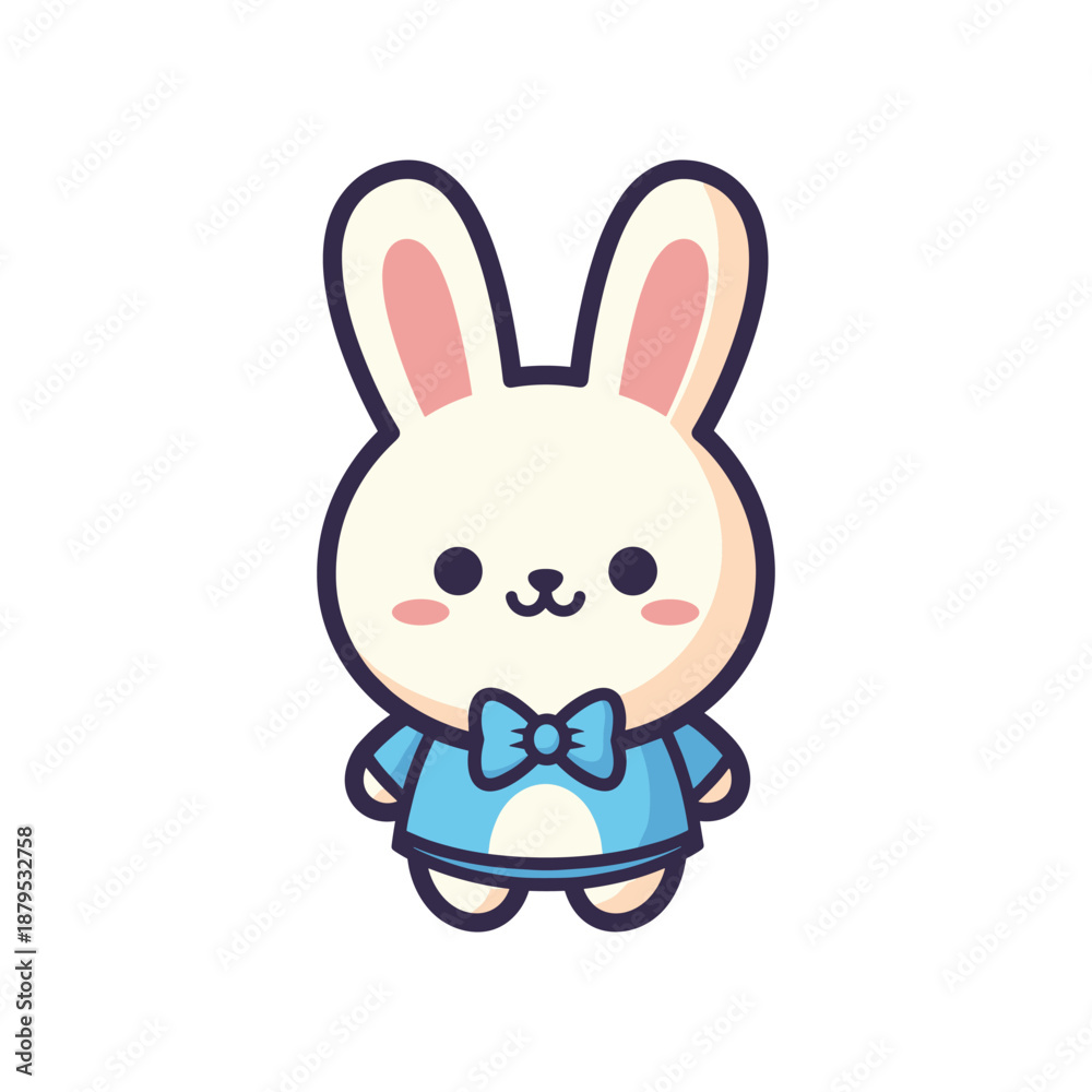 Fototapeta premium Adorable Cartoon Bunny in Blue Dress