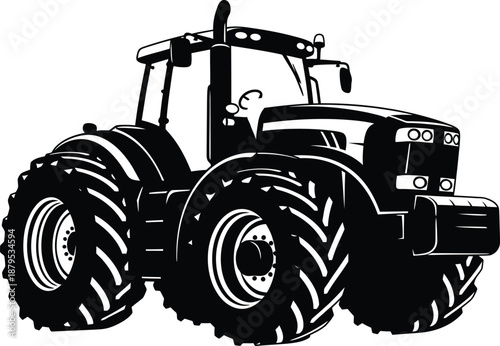 Modern and vintage agricultural tractor vector silhouettes collection isolated on white background