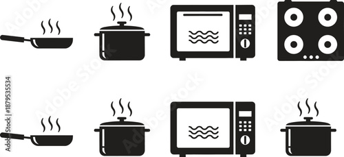 kitchen appliances icons set