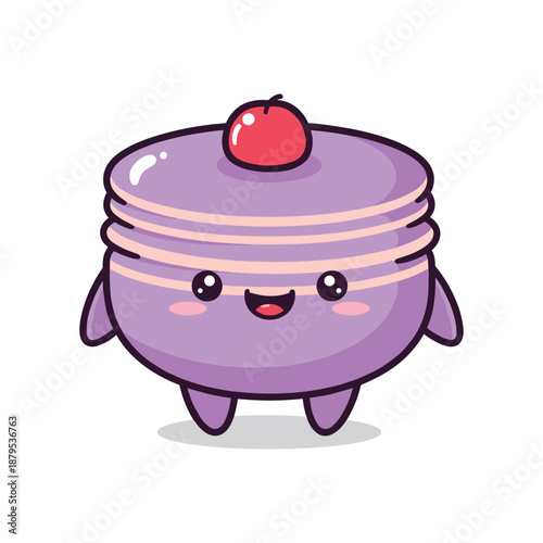 Adorable Cartoon Pancake Character with Cherry on Top