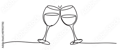 Two Wine Glasses Clinking Together in Celebration