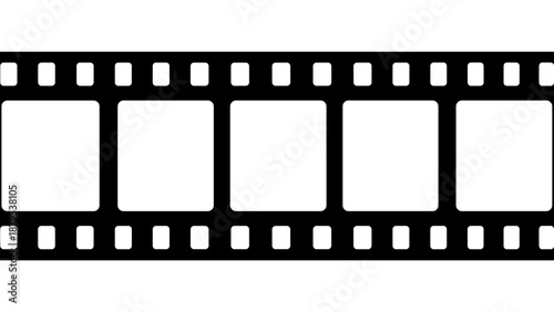 Black and white film strip with five frames on white background.