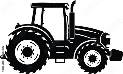 Modern farming tractor vector illustration set isolated on white background