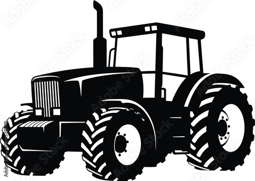 Heavy duty agricultural tractor silhouette set isolated on white background for farming design