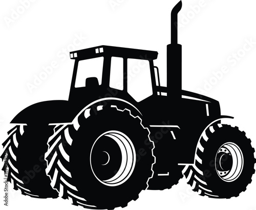 Heavy duty agricultural tractor silhouette set isolated on white background for farming design