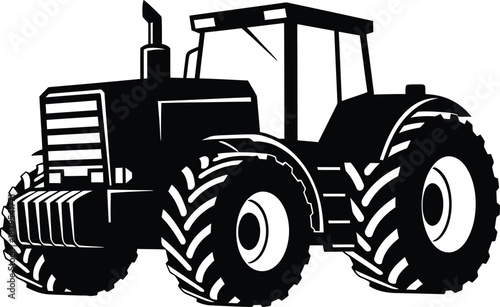 Modern agricultural tractor silhouette collection for farming and industrial design