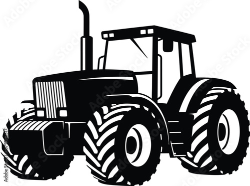 Heavy duty agricultural tractor machinery silhouette collection on white background