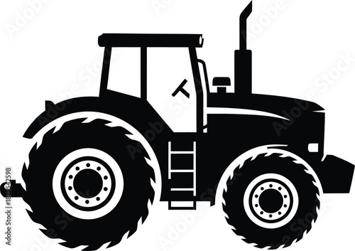 Modern farming tractor silhouette vector illustration isolated on white background