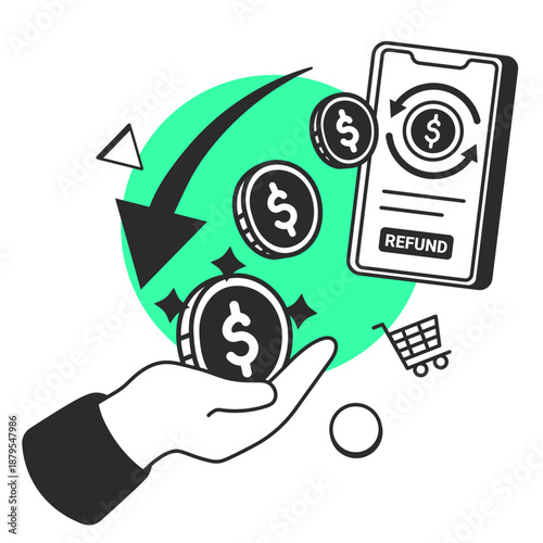 refund process  illustration for application design and ecommerce website design needs