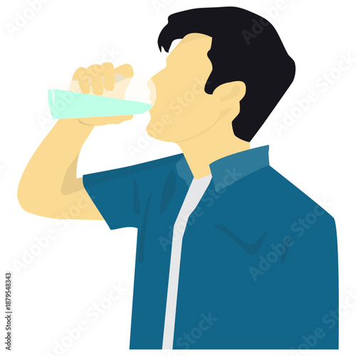 People Drinking Water Illustration