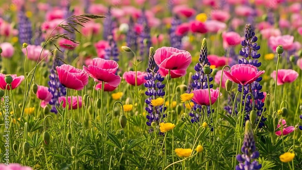 Obraz premium Vibrant wildflower meadow in full bloom