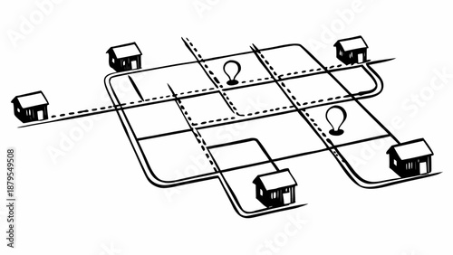 Smart Logistics Route Map Vector