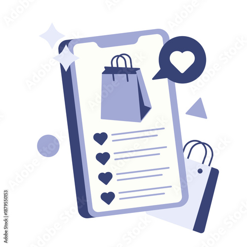 wishlist  illustration for application design and ecommerce website design needs