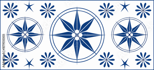 A collection of geometric shapes in a grid-like arrangement, depicted against a solid white background. The shapes, rendered in a vibrant shade of blue, are organized into three rows. The top row feat