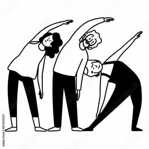 Vector illustration of a man and woman holding a sword in a black silhouette cartoon style