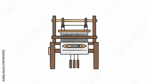 Traditional Wooden Weaving Loom for Textile Production and Craft.