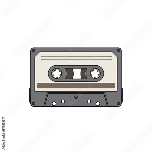 Retro Audio Cassette Tape Icon on White Background
