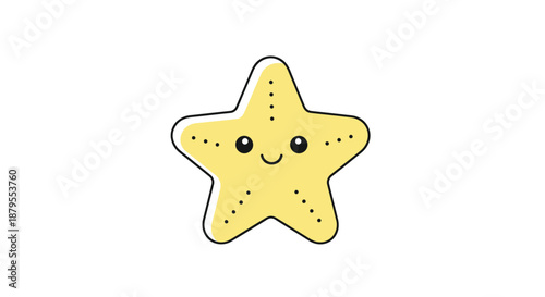 Cute yellow cartoon starfish with a happy face