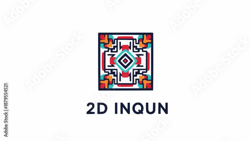 Colorful 2D Inqun Geometric Pattern Design.