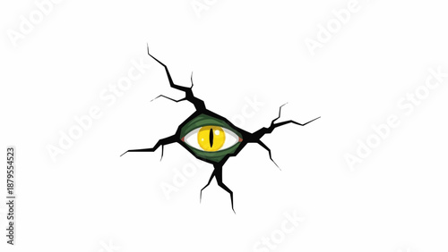 Cracked Eye Illustration with Yellow Iris.