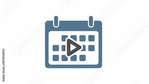 Digital calendar with play button icon.