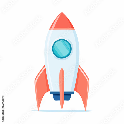 Illustrated Rocket Ship Launching into Space.