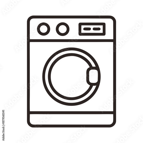 Washing machine icon black and white vector sign