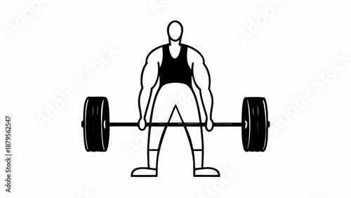 A person lifting a heavy barbell with weights on both ends in a strong stance