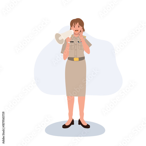 public service announcement concept government employee speaking with megaphone